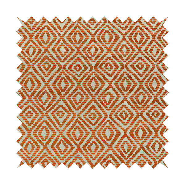 Geometric Diamond Modern Pattern In Orange Colour Chenille Upholstery Fabric JO-962 - Made To Measure Curtains