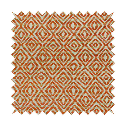 Geometric Diamond Modern Pattern In Orange Colour Chenille Upholstery Fabric JO-962 - Made To Measure Curtains