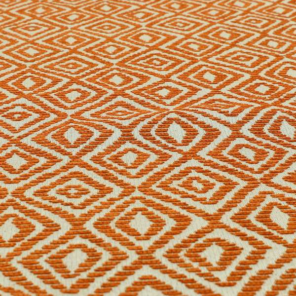 Geometric Diamond Modern Pattern In Orange Colour Chenille Upholstery Fabric JO-962 - Roman Blinds