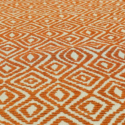 Geometric Diamond Modern Pattern In Orange Colour Chenille Upholstery Fabric JO-962 - Made To Measure Curtains