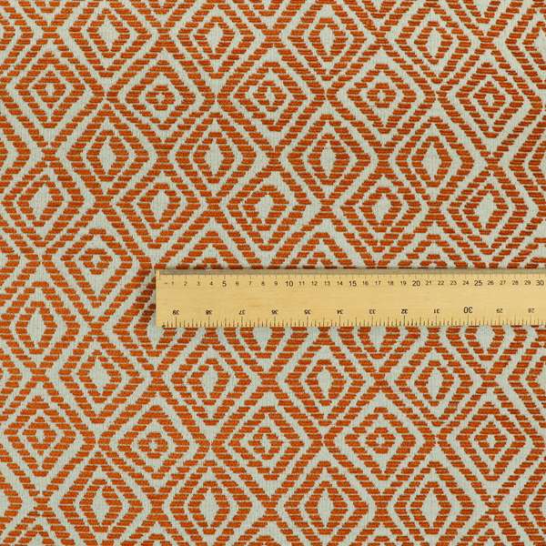 Geometric Diamond Modern Pattern In Orange Colour Chenille Upholstery Fabric JO-962 - Roman Blinds