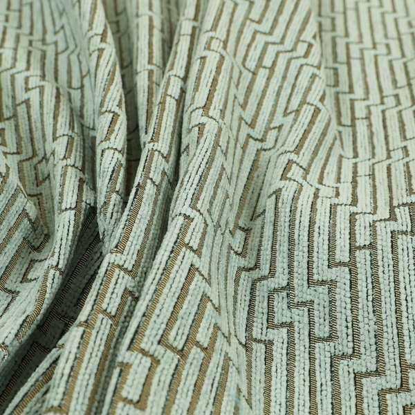 Blue Silver Shiny Geometric Modern Pattern Soft Chenille Upholstery Fabric JO-963 - Roman Blinds