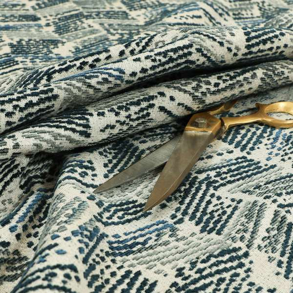 Small Stripe Pattern Blue Colour Chenille Upholstery Fabric JO-964