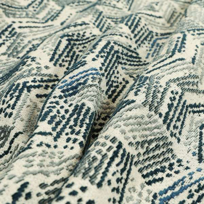 Small Stripe Pattern Blue Colour Chenille Upholstery Fabric JO-964