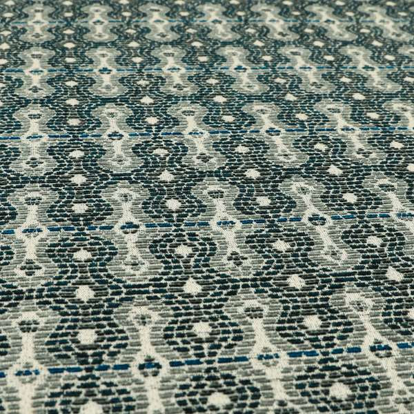 Geometric Pattern Blue Colour Chenille Upholstery Fabric JO-965 - Roman Blinds