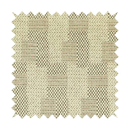 Voyage Of Gingham Geometric Patch Pattern In Cream Colour Woven Soft Chenille Upholstery Fabric JO-967