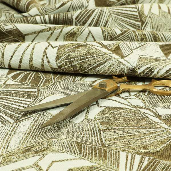 Geometric Abstract Pattern Brown Green Colour Chenille Upholstery Fabric JO-968 - Made To Measure Curtains