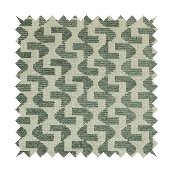 Geometric Modern Pattern In Grey Colour Chenille Upholstery Fabric JO-969 - Made To Measure Curtains