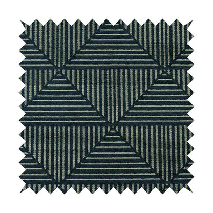 Navy Blue Silver Shiny Geometric Triangle Pattern Soft Chenille Upholstery Fabric JO-971 - Handmade Cushions