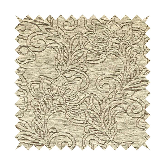 Voyage Of Floral Pattern In Cream Colour Woven Soft Chenille Upholstery Fabric JO-972