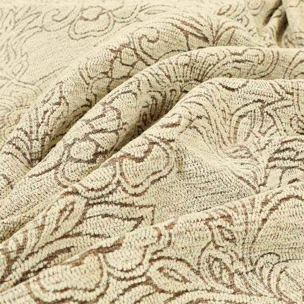 Voyage Of Floral Pattern In Cream Colour Woven Soft Chenille Upholstery Fabric JO-972 - Made To Measure Curtains