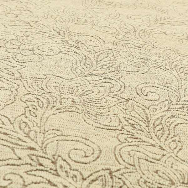 Voyage Of Floral Pattern In Cream Colour Woven Soft Chenille Upholstery Fabric JO-972 - Made To Measure Curtains