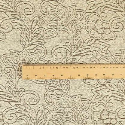 Voyage Of Floral Pattern In Cream Colour Woven Soft Chenille Upholstery Fabric JO-972 - Made To Measure Curtains