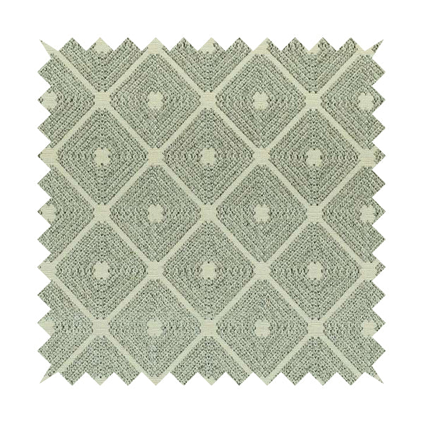 Diamond Geometric Pattern In Grey Colour Chenille Upholstery Furnishing Fabric JO-973 - Roman Blinds