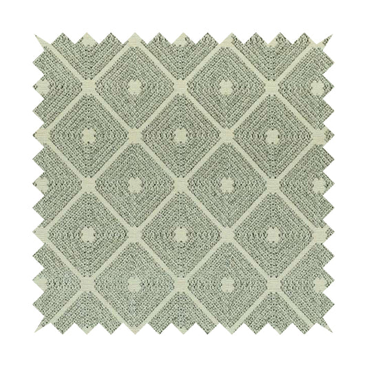 Diamond Geometric Pattern In Grey Colour Chenille Upholstery Furnishing Fabric JO-973