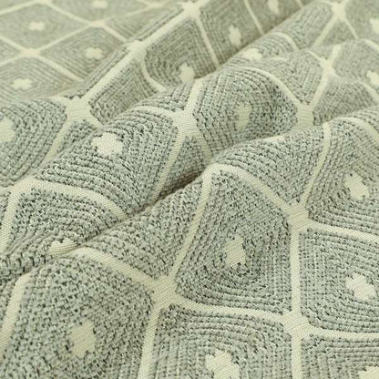 Diamond Geometric Pattern In Grey Colour Chenille Upholstery Furnishing Fabric JO-973 - Made To Measure Curtains