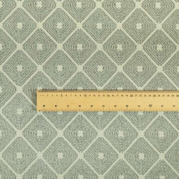 Diamond Geometric Pattern In Grey Colour Chenille Upholstery Furnishing Fabric JO-973 - Made To Measure Curtains