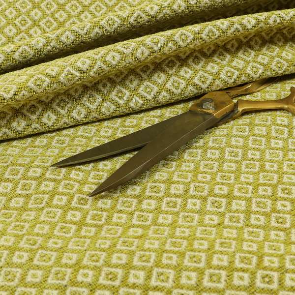 Diamond Geometric Pattern In Green Colour Chenille Upholstery Furnishing Fabric JO-974 - Roman Blinds