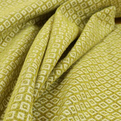 Diamond Geometric Pattern In Green Colour Chenille Upholstery Furnishing Fabric JO-974 - Made To Measure Curtains