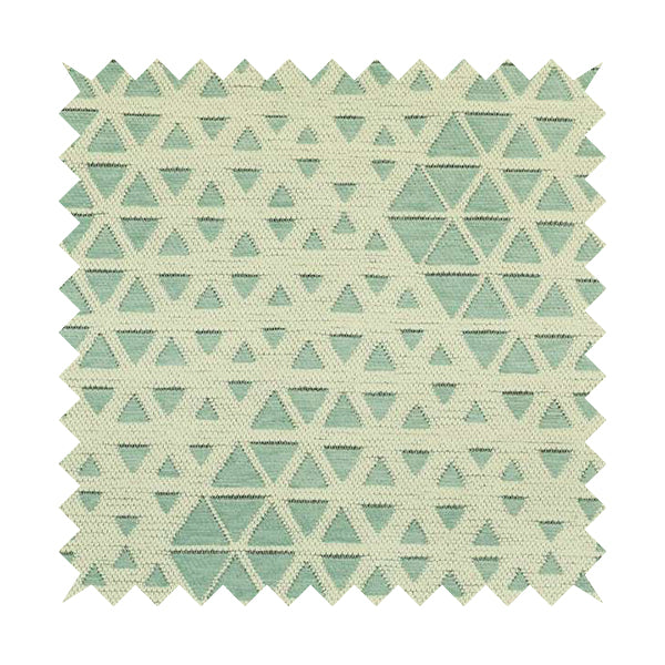 White Blue Colour Geometric Triangle Pattern Chenille Upholstery Fabric JO-976 - Roman Blinds