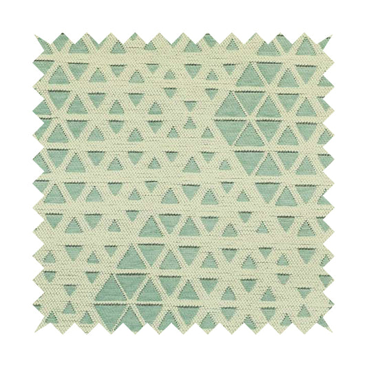 White Blue Colour Geometric Triangle Pattern Chenille Upholstery Fabric JO-976