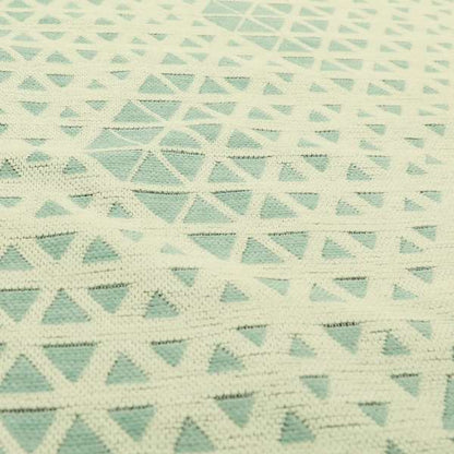 White Blue Colour Geometric Triangle Pattern Chenille Upholstery Fabric JO-976 - Roman Blinds