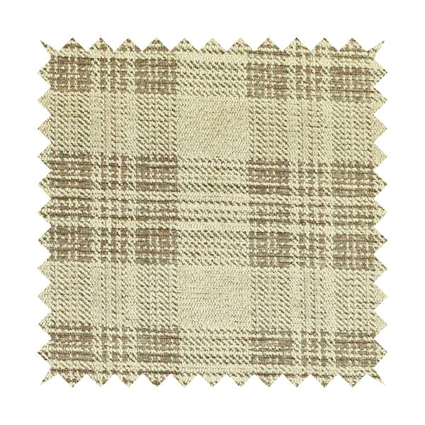 Voyage Of Checked Tartan Pattern In Cream Colour Woven Soft Chenille Upholstery Fabric JO-978