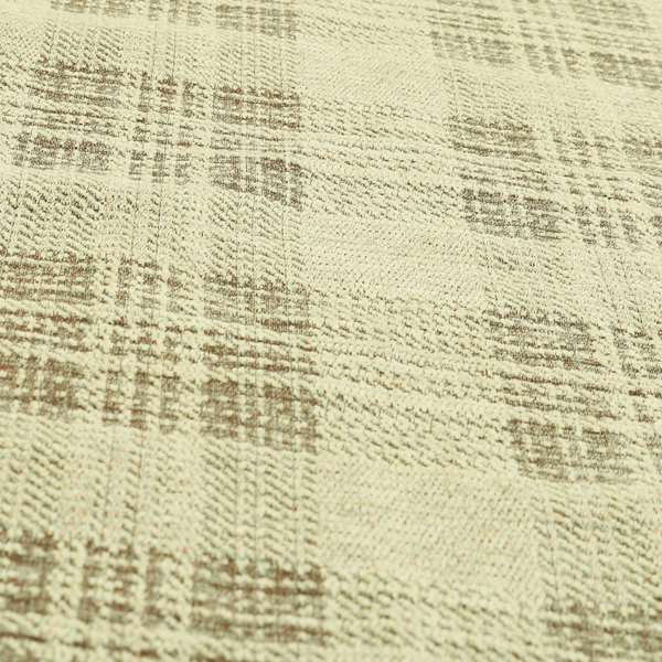 Voyage Of Checked Tartan Pattern In Cream Colour Woven Soft Chenille Upholstery Fabric JO-978