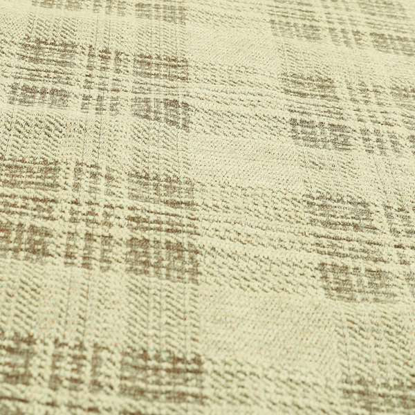 Voyage Of Checked Tartan Pattern In Cream Colour Woven Soft Chenille Upholstery Fabric JO-978 - Made To Measure Curtains