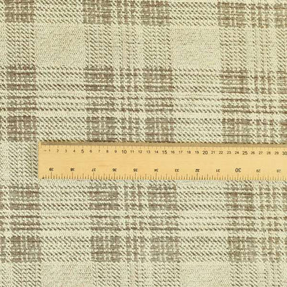 Voyage Of Checked Tartan Pattern In Cream Colour Woven Soft Chenille Upholstery Fabric JO-978 - Roman Blinds