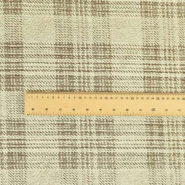 Voyage Of Checked Tartan Pattern In Cream Colour Woven Soft Chenille Upholstery Fabric JO-978 - Made To Measure Curtains