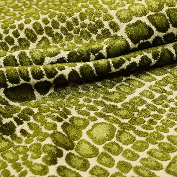 Paved Stones Pattern Cut Velvet Material Green Coloured Upholstery Fabric JO-980 - Made To Measure Curtains