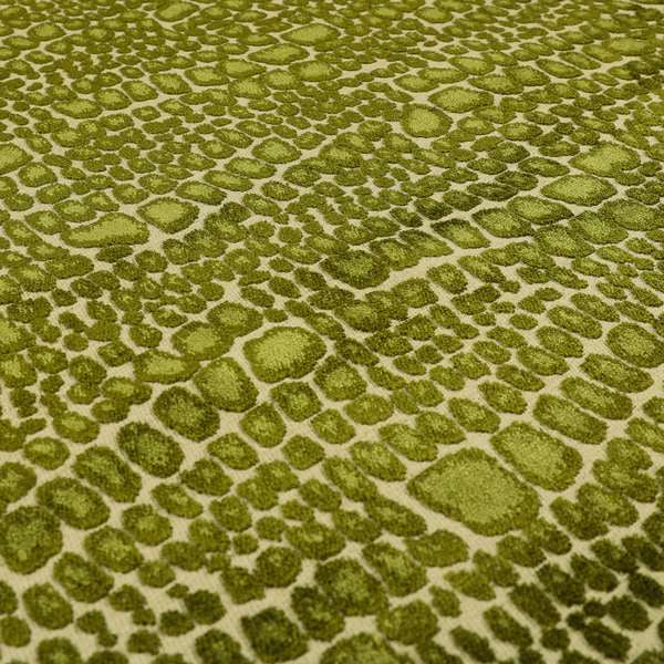 Paved Stones Pattern Cut Velvet Material Green Coloured Upholstery Fabric JO-980 - Made To Measure Curtains