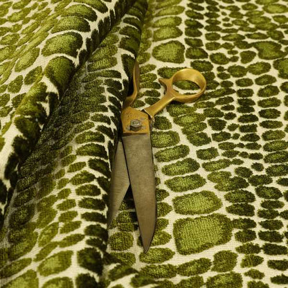 Paved Stones Pattern Cut Velvet Material Green Coloured Upholstery Fabric JO-980 - Made To Measure Curtains