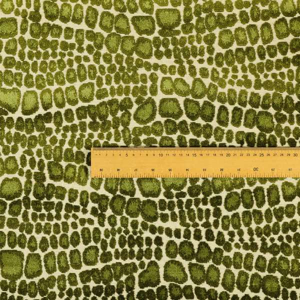 Paved Stones Pattern Cut Velvet Material Green Coloured Upholstery Fabric JO-980 - Roman Blinds