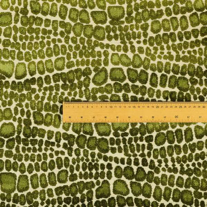 Paved Stones Pattern Cut Velvet Material Green Coloured Upholstery Fabric JO-980 - Made To Measure Curtains