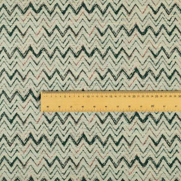 Cream Teal Pink Coloured Chevron Pattern Upholstery Furnishing Fabric JO-982 - Made To Measure Curtains