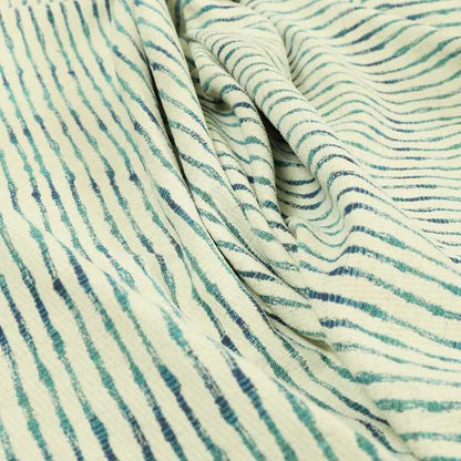 Decorative Wave Vertical Stripe Blue Teal Colour Pattern Chenille Jacquard Fabric JO-983 - Roman Blinds