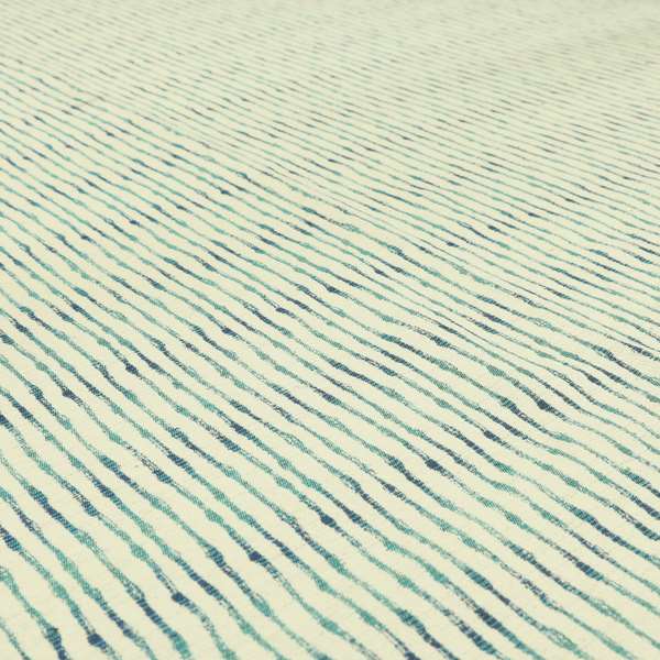 Decorative Wave Vertical Stripe Blue Teal Colour Pattern Chenille Jacquard Fabric JO-983 - Made To Measure Curtains