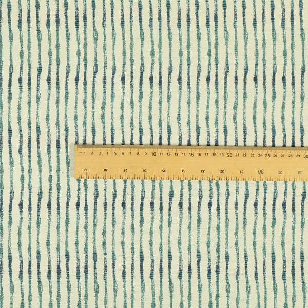 Decorative Wave Vertical Stripe Blue Teal Colour Pattern Chenille Jacquard Fabric JO-983 - Made To Measure Curtains