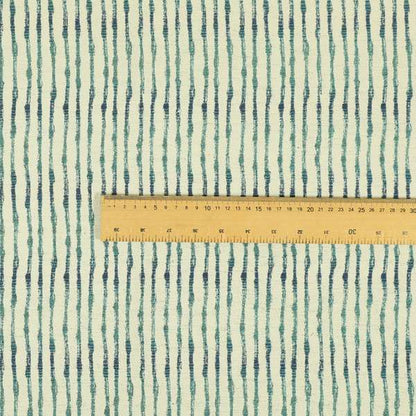 Decorative Wave Vertical Stripe Blue Teal Colour Pattern Chenille Jacquard Fabric JO-983 - Made To Measure Curtains