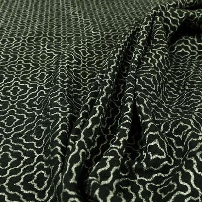 Black Silver Colour Geometric Pattern Furnishing Fabric JO-985 - Made To Measure Curtains