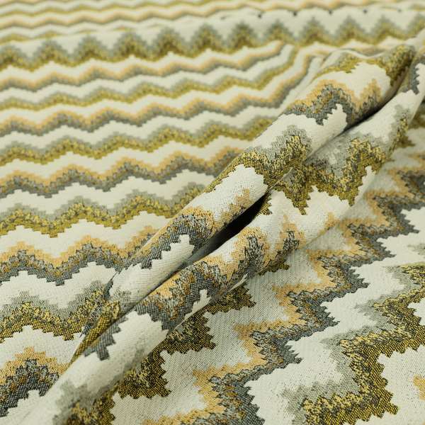 Chevron Pattern Material Grey Yellow Upholstery Fabric JO-989 - Roman Blinds