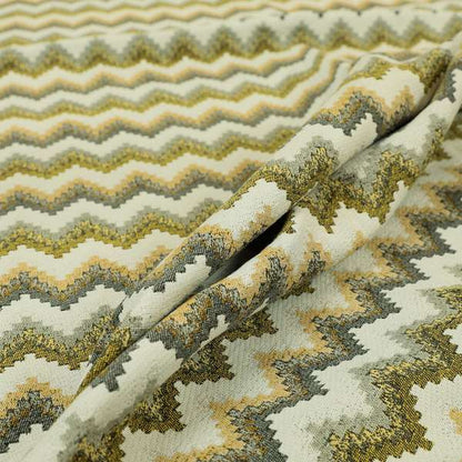 Chevron Pattern Material Grey Yellow Upholstery Fabric JO-989 - Made To Measure Curtains