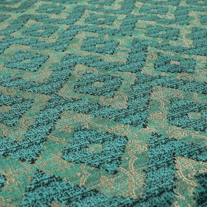 Diamond Tile Pattern In Cut Velvet Textured Blue Teal Furnishing Upholstery Fabric JO-991 - Roman Blinds