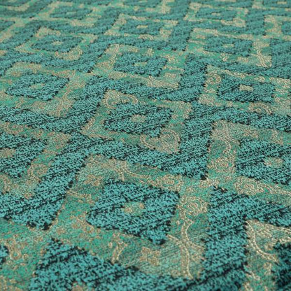Diamond Tile Pattern In Cut Velvet Textured Blue Teal Furnishing Upholstery Fabric JO-991