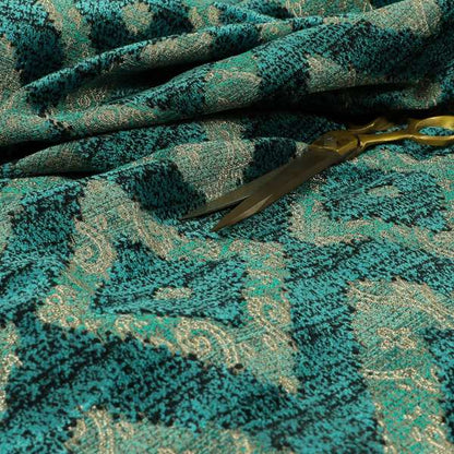 Diamond Tile Pattern In Cut Velvet Textured Blue Teal Furnishing Upholstery Fabric JO-991 - Roman Blinds