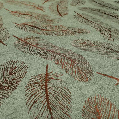 Falling Feathers Pattern In Grey Orange Chenille Furnishing Curtain Upholstery Fabric JO-992 - Made To Measure Curtains