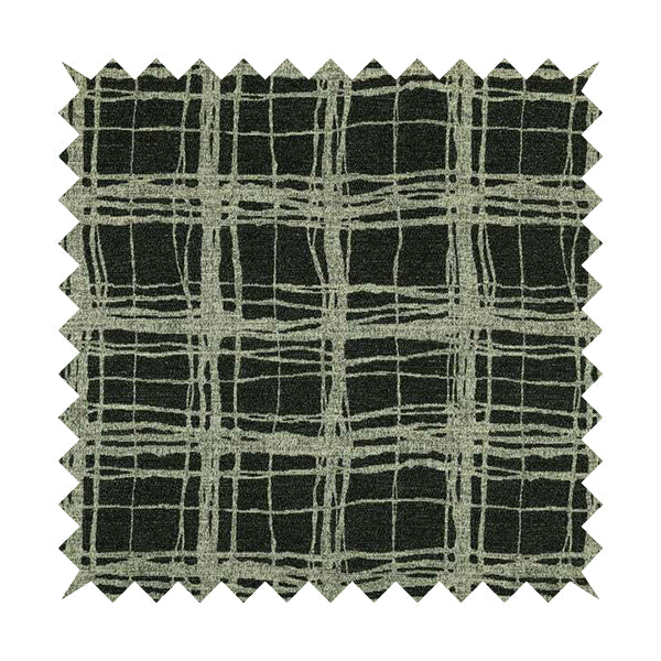 Squared Abstract Pattern In Black Beige Chenille Furnishing Curtain Upholstery Fabric JO-993 - Roman Blinds