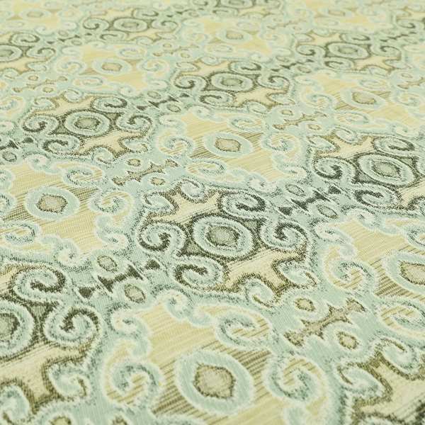 Traditional Italian Damask Pattern In Blue Grey Chenille Furnishing Upholstery Fabric JO-994